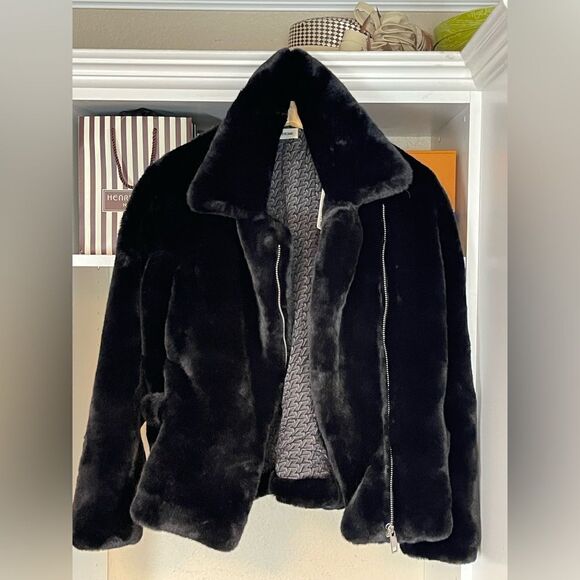 ZADIG & VOLTAIRE jacket BLACK FAUX MINK FUR COAT. Freeze color NWT. M/L - Picture 5 of 15